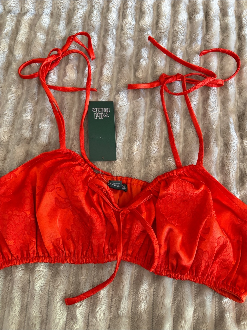 Wild fable Red Satin Lace Tie-Strap Crop Top - Picture 5 of 5